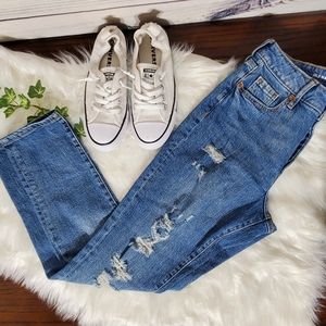 Old Navy Distressed Extra High Rise Pop Icon Skinny Jean, 0P